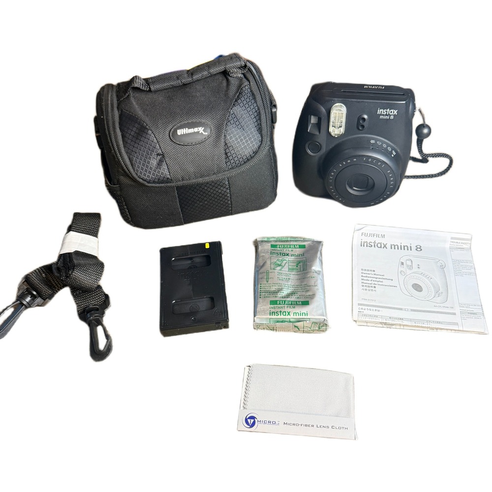 Fujifilm Instax Mini 8 Instant Film Camera Black Bundle with Case and 10 Film
